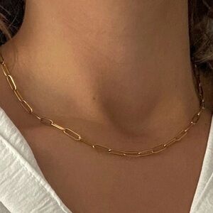 Gold Plated Stainless Steel Paperclip Chain Necklace | Minimalist Link Chain